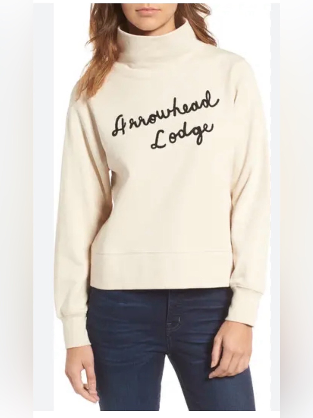 Madewell Cream 'Arrowhead Lodge' Pullover Hoodie with Black Script